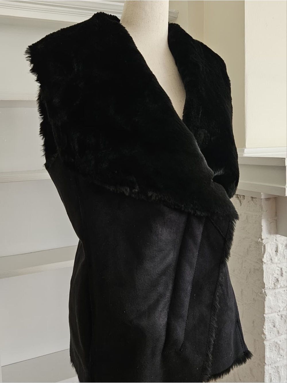 BCBGMAXAZRIA Stefano Faux Fur Draped Vest - Black - Never Worn [M] - Picture 5 of 14